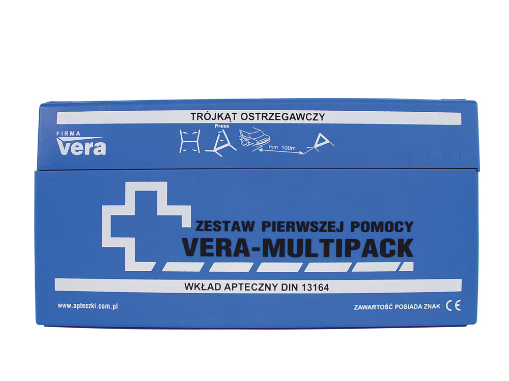 Samochodowy zestaw pierwszej pomocy „VERA MULTIPACK” w pudełku z tworzywa