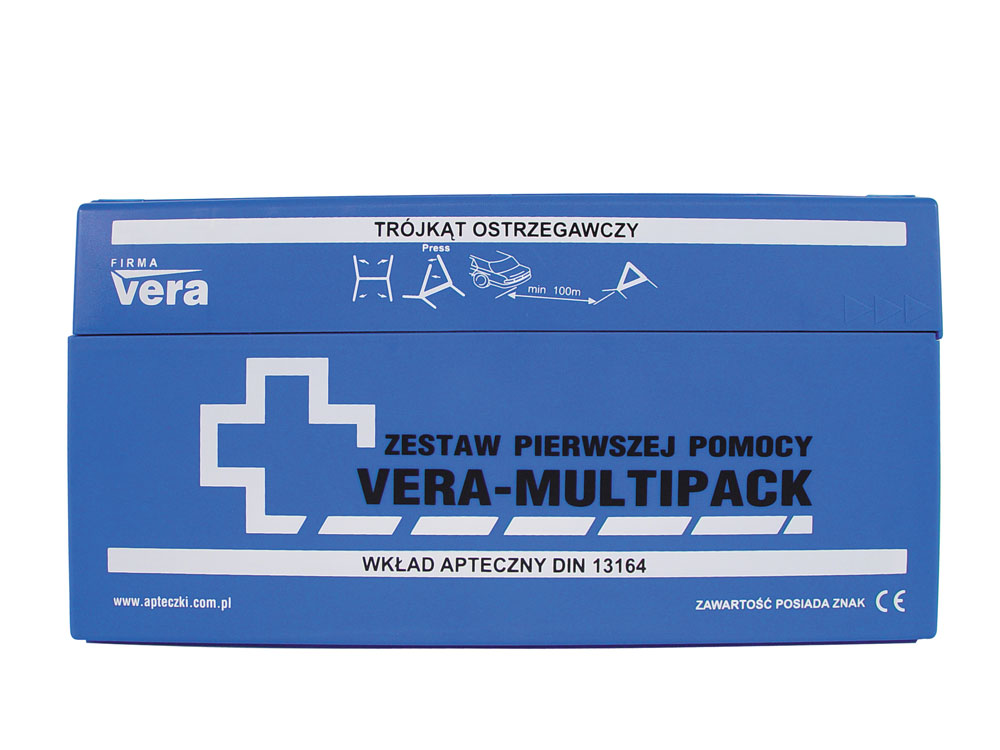 Samochodowy zestaw pierwszej pomocy „VERA MULTIPACK” w pudełku z tworzywa