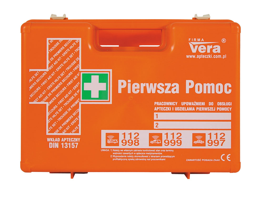 Przemysłowa apteczka pierwszej pomocy „TOP 20  DIN13157” w walizce z tworzywa ABS